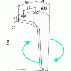 Зуб EL 12709 R/L роторного культиватора Rinieri 